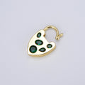 14K Shiny Gold Heart Shaped Padlock Clasp, Cubic Zirconia Love Clasp, Working Open Close Clasp Pendant Connector Charm for Necklace L-320~L-322 - DLUXCA