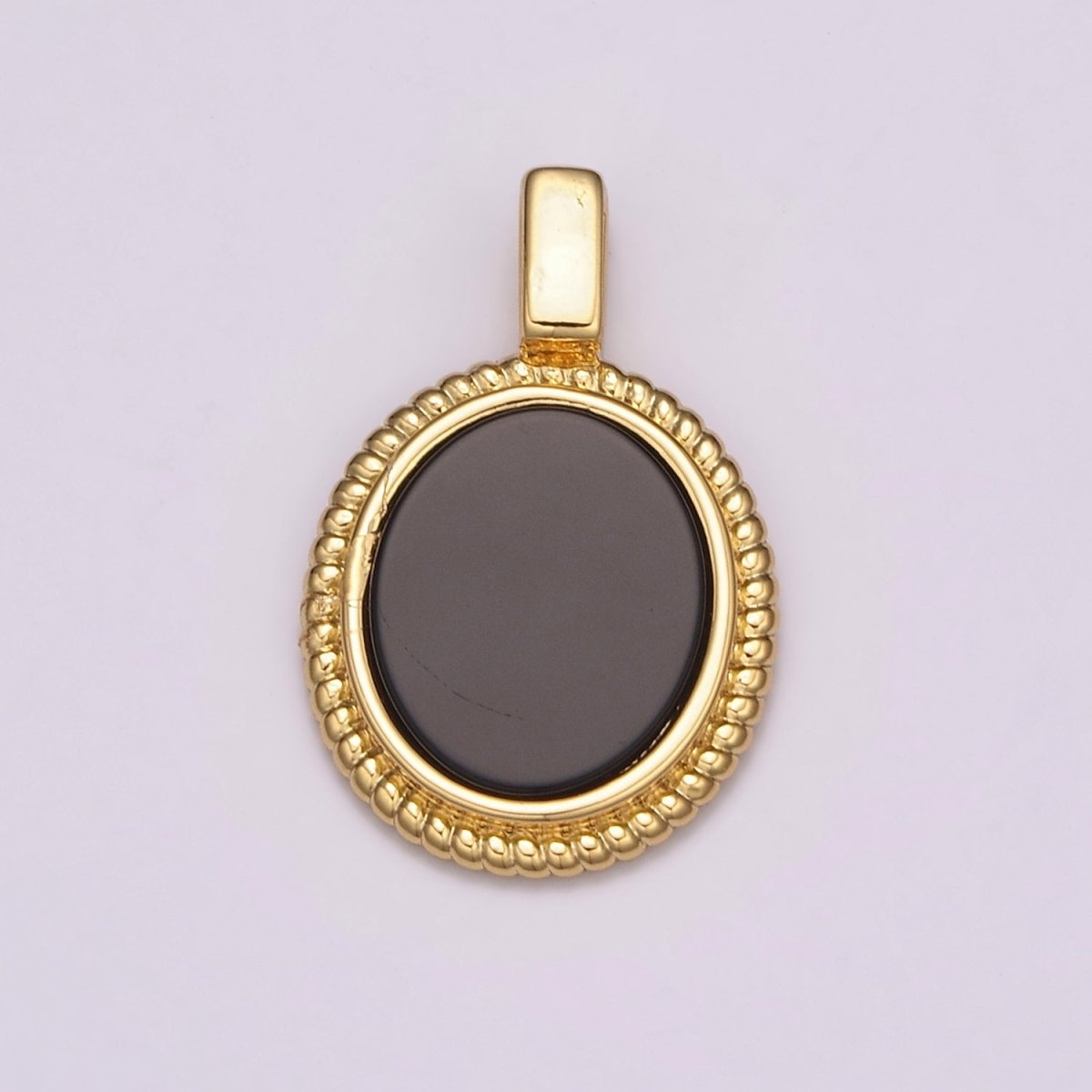 14K Yellow Gold plated Oval Gemstone Medallion Pendant Abalone, Tiger Eye, Carnelian, Black ,Green Agate for Vintage Classic Minimalist Jewelry N - 478 - N - 482 - DLUXCA