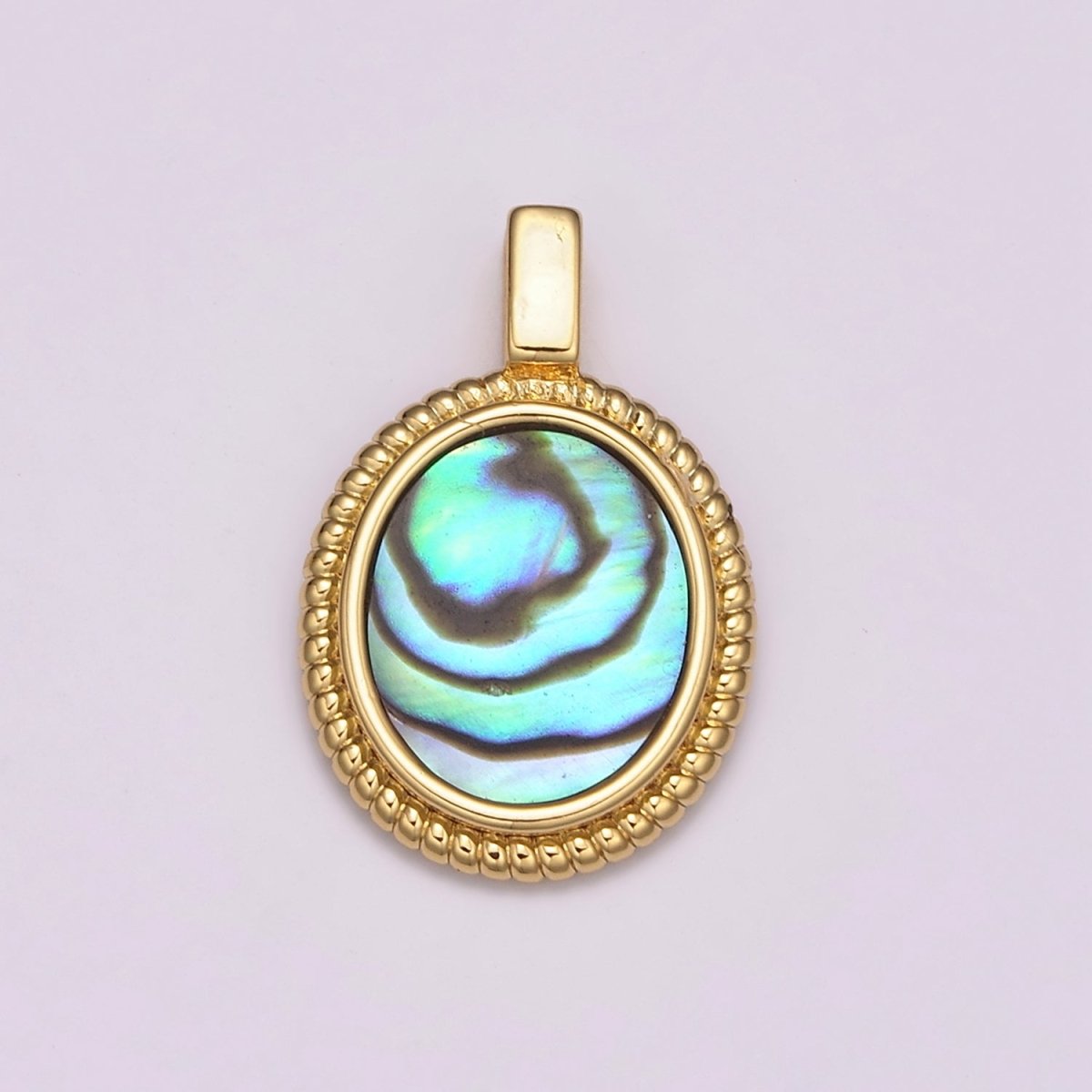 14K Yellow Gold plated Oval Gemstone Medallion Pendant Abalone, Tiger Eye, Carnelian, Black ,Green Agate for Vintage Classic Minimalist Jewelry N - 478 - N - 482 - DLUXCA