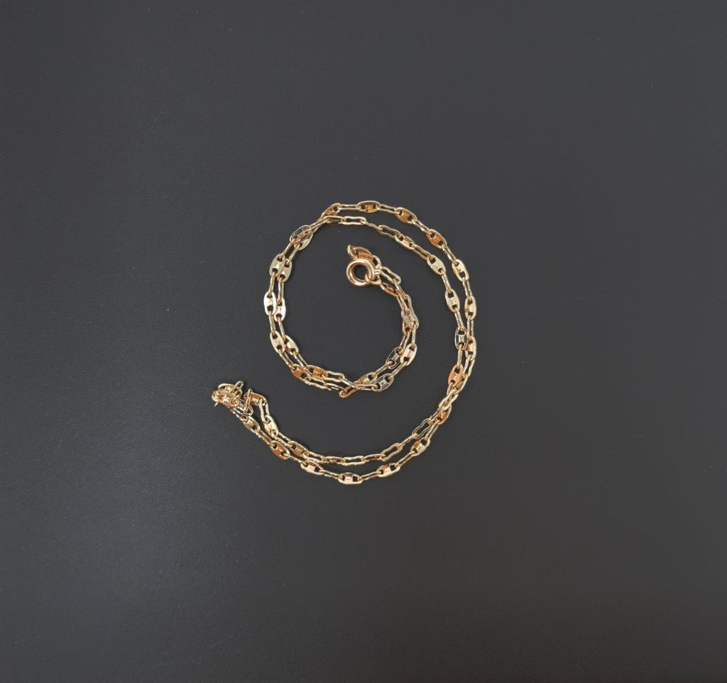 15.7'' Ready to Use 18K Gold plated Anchor Necklace Chain, Layering Anchor Chain Dainty Necklace, 2mm Anchor Necklace w/Spring Ring | CN-510 - DLUXCA