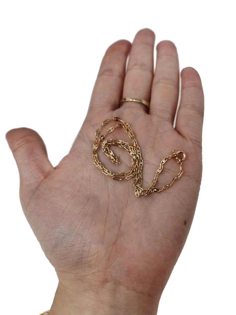 15.7'' Ready to Use 18K Gold plated Anchor Necklace Chain, Layering Anchor Chain Dainty Necklace, 2mm Anchor Necklace w/Spring Ring | CN-510 - DLUXCA