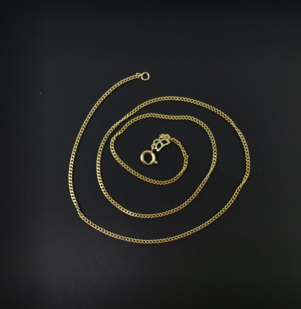 15.8 inch Curb Chain Necklace, 14K Gold Plated Finished Chain For Jewelry Making, Dainty 1.2mm Curb Necklace w/Spring Ring | CN-943 Clearance Pricing - DLUXCA