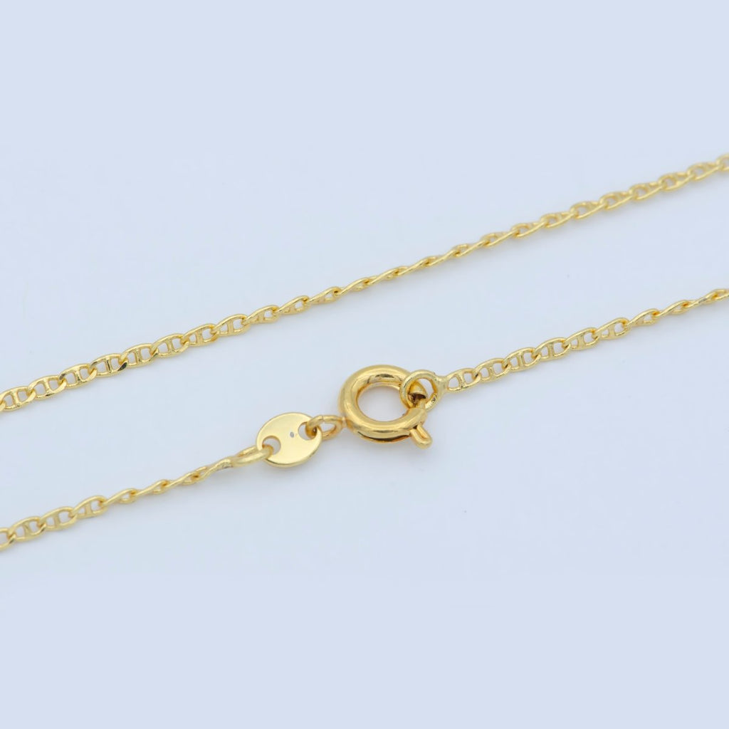 1.5mm Dainty Unique Curved Anchor 19.5 Inch Layering Chain Necklace w/Spring Ring | WA-186 Clearance Pricing