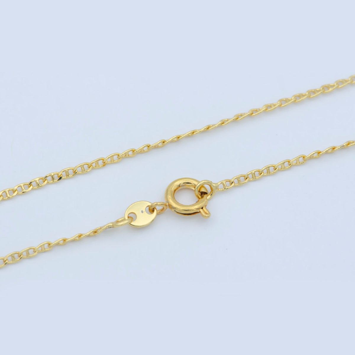 1.5mm Dainty Unique Curved Anchor 19.5 Inch Layering Chain Necklace w/Spring Ring | WA-186 Clearance Pricing