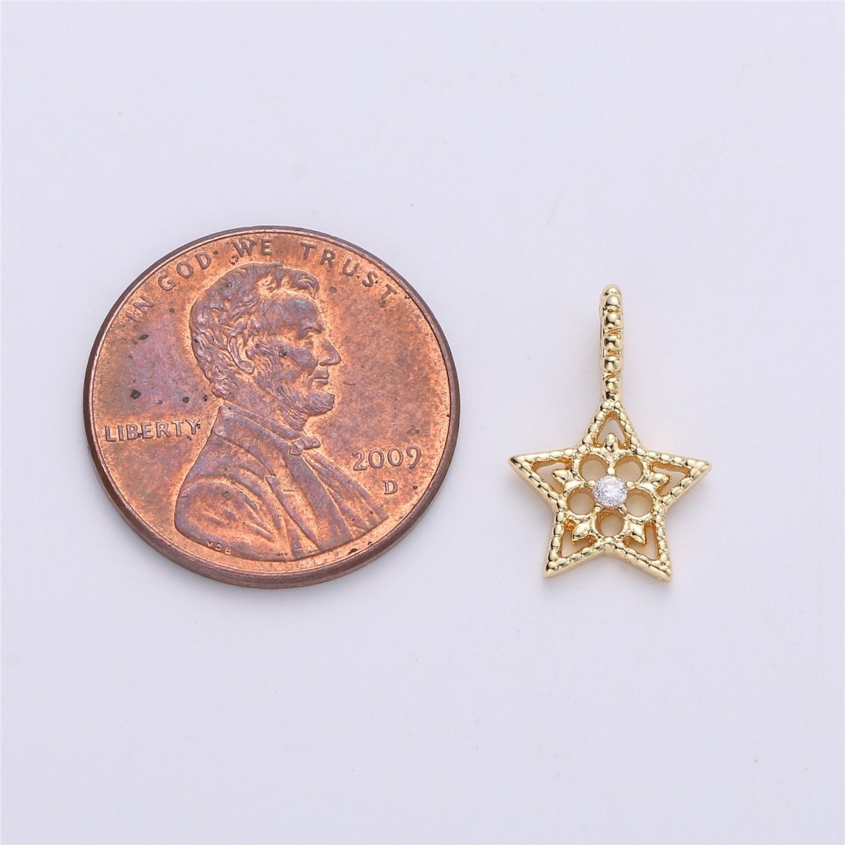 15mm Gold Star Charm Cubic Pendant Gold plated Dainty Star Charm for Necklace Earring charm, C-625 - DLUXCA