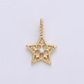 15mm Gold Star Charm Cubic Pendant Gold plated Dainty Star Charm for Necklace Earring charm, C-625 - DLUXCA