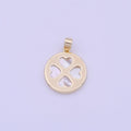 15mm Heart Petal Quatrefoil Clover Shell Pearl Bezel Double Sided Pendant in Gold & Silver | H159 H168