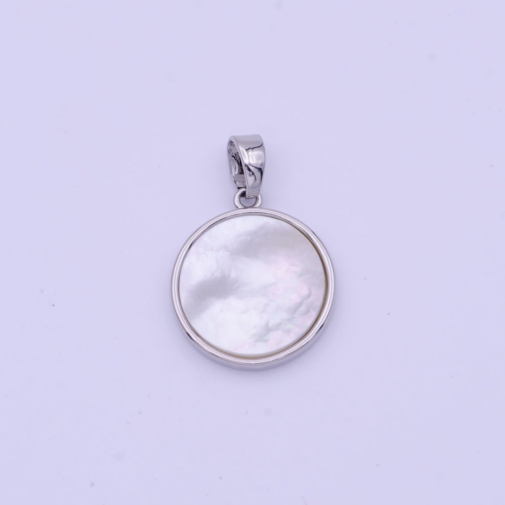 15mm Heart Petal Quatrefoil Clover Shell Pearl Bezel Double Sided Pendant in Gold & Silver | H159 H168