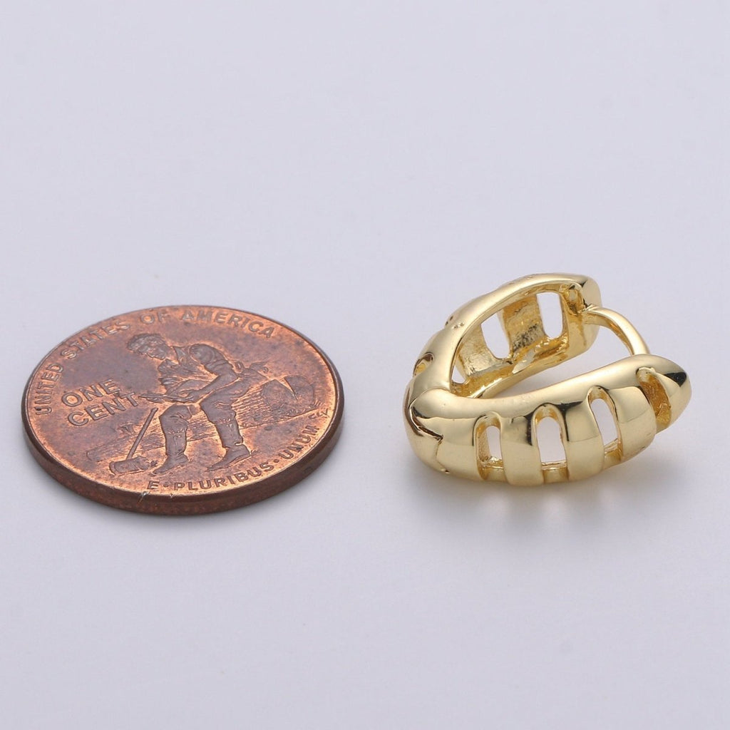 15mm Huggie Hoop Earring, Gold Large hoop earring, Chunky Hoops, Thick Gold Hoops, Medium hoop earrings, Vermeil Earring, gold Hoop Earrings Q-242 - DLUXCA
