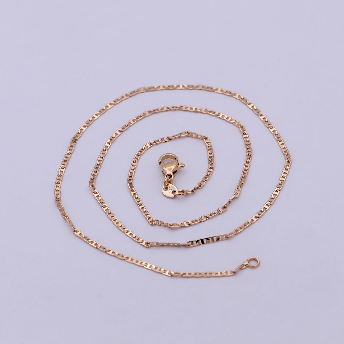 1.5mm Mariner Anchor Link Chain Necklace Rose Gold plated Necklace 17.5 inch long | WA-544 Clearance Pricing - DLUXCA