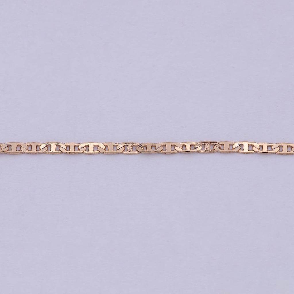 1.5mm Mariner Anchor Link Chain Necklace Rose Gold plated Necklace 17.5 inch long | WA-544 Clearance Pricing - DLUXCA
