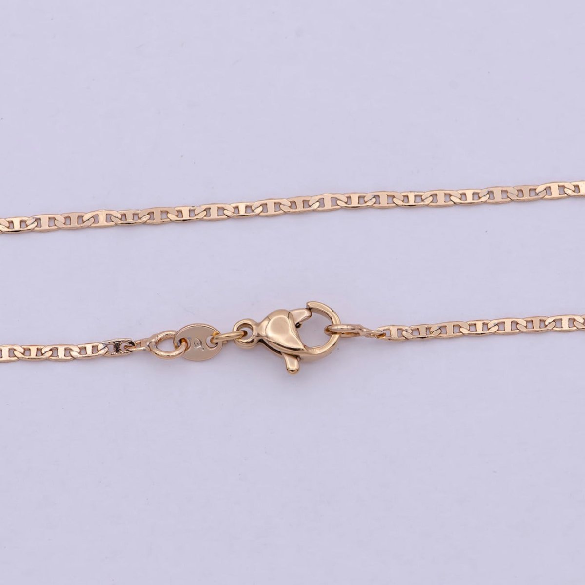 1.5mm Mariner Anchor Link Chain Necklace Rose Gold plated Necklace 17.5 inch long | WA-544 Clearance Pricing - DLUXCA