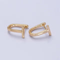 15mm T-Shaped Geometric Oblong U-Shaped Hoop Earrings in Gold & Silver | AB440 AB443