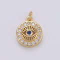 15x10mm 24k Gold plated Evil Eye, Micro Pave Evil Eye Charm, Turquoise Cubic Charms, CZ Gold Evil Eye Beads, Pink Green Blue Charms, D-485 - D-488