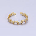 16K Gold Filed Clear, Green, Multicolor CZ Baguette Lined Adjustable Ring | O-1581~O-1586