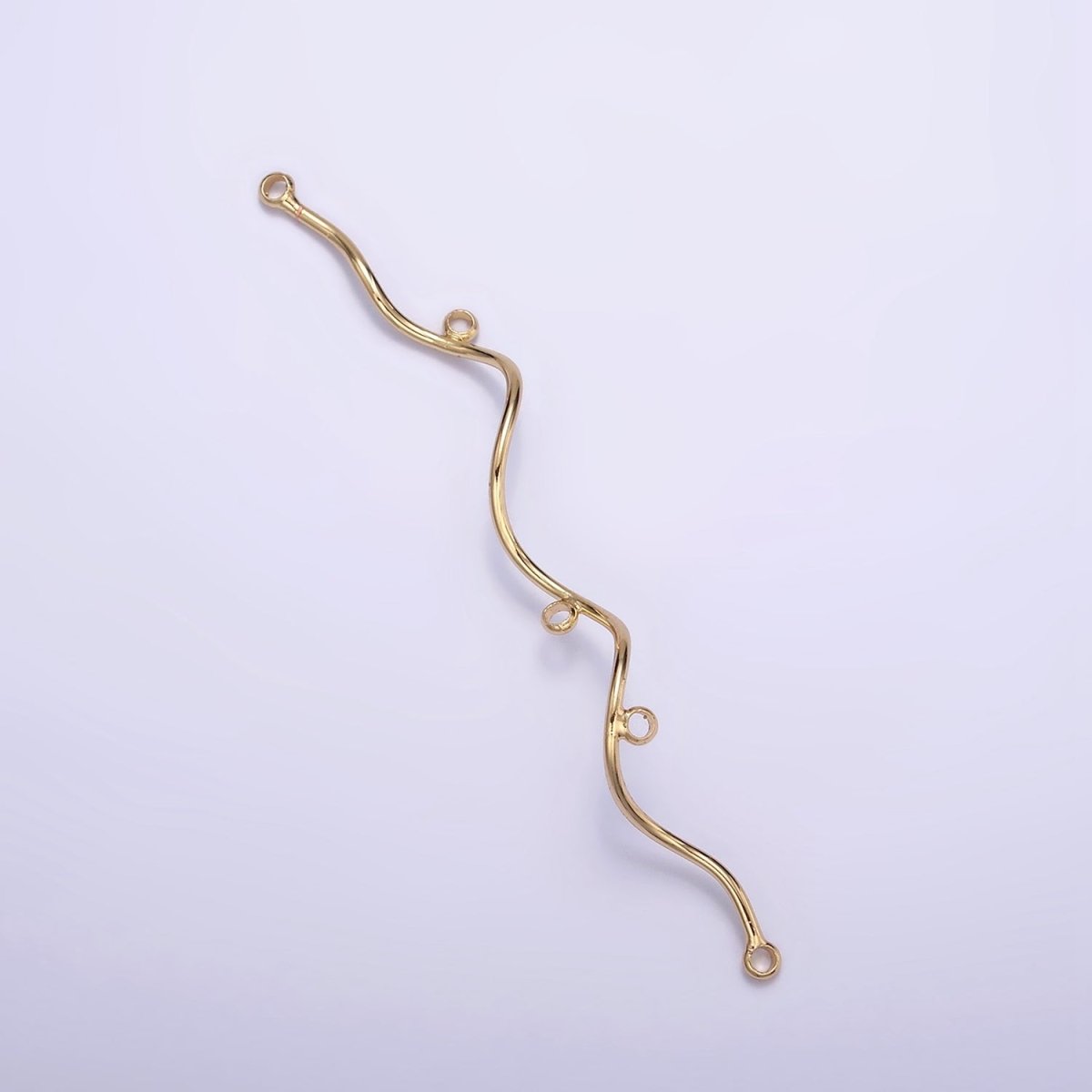 16K Gold plated 1 PAIR 63mm Wavy Spiral Multiple Loop Charm Holder Necklace Earring Jewelry Supply | Z-433 - DLUXCA