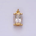 16K Gold plated 10mm Clear Baguette Multiple Sided Tube Mini Charm | AC856 - DLUXCA