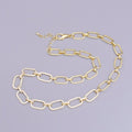 16K Gold plated 10mm Half Micro Paved CZ Paperclip 17 Inch Chain Necklace in Gold & Silver | WA-1894 WA-1895 Clearance Pricing