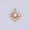 16K Gold plated 12.3mm Flower Clear CZ Baguette Teardrop Petal Add-On Charm | N938 - DLUXCA