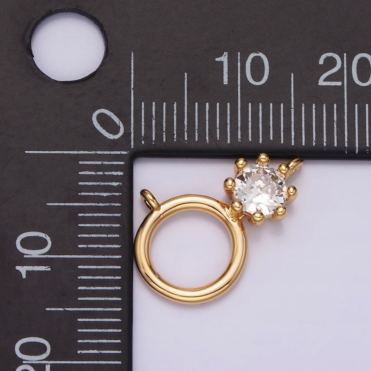 16K Gold plated 12mm Clear CZ Open Round Geomatic Connector | G-032 - DLUXCA