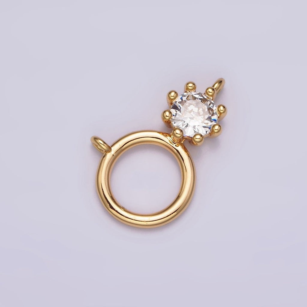 16K Gold plated 12mm Clear CZ Open Round Geomatic Connector | G-032 - DLUXCA