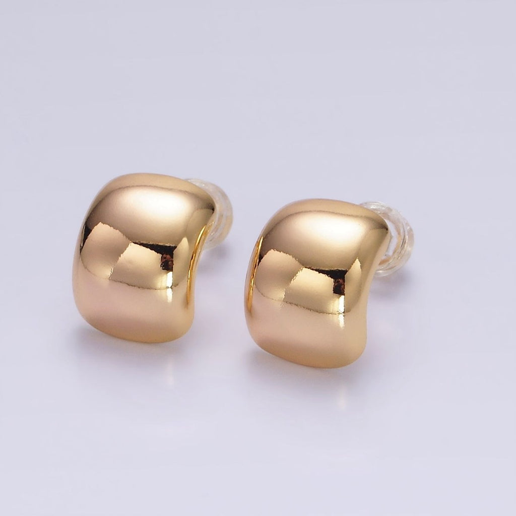 16K Gold plated 12mm Wide Dome C-Shaped Cartilage Hoop Earrings | AE891 - DLUXCA