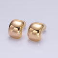 16K Gold plated 12mm Wide Dome C-Shaped Cartilage Hoop Earrings | AE891 - DLUXCA