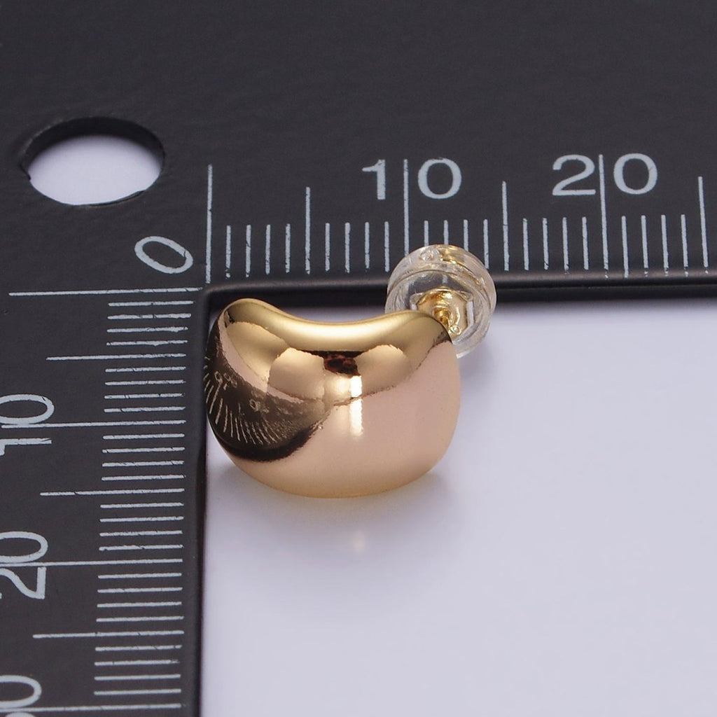 16K Gold plated 12mm Wide Dome C-Shaped Cartilage Hoop Earrings | AE891 - DLUXCA
