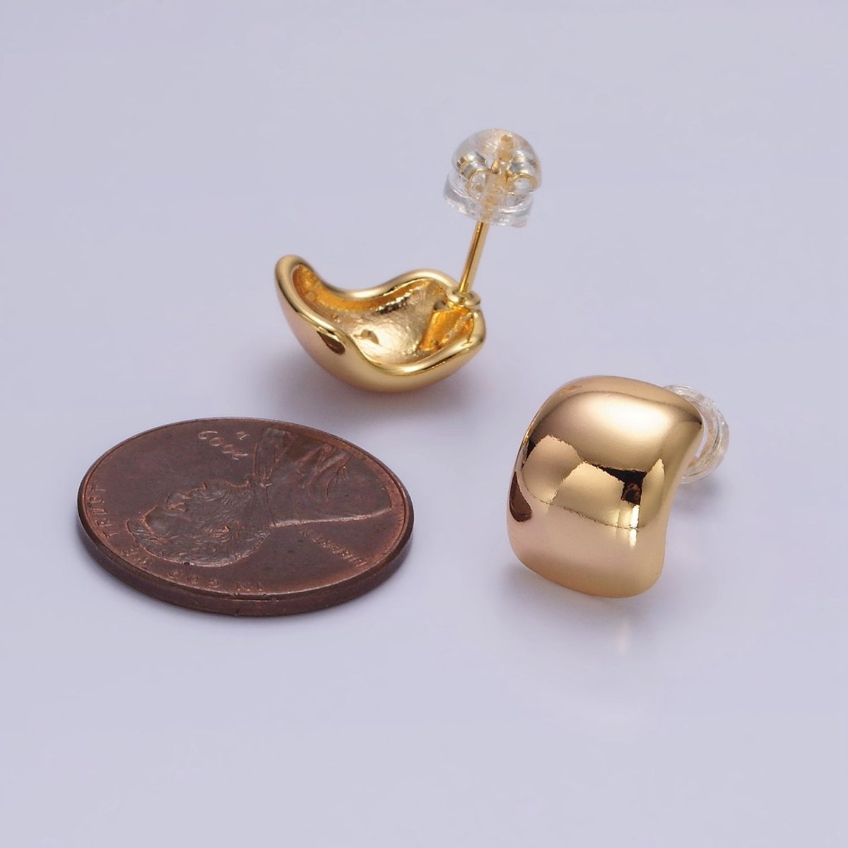 16K Gold plated 12mm Wide Dome C-Shaped Cartilage Hoop Earrings | AE891 - DLUXCA