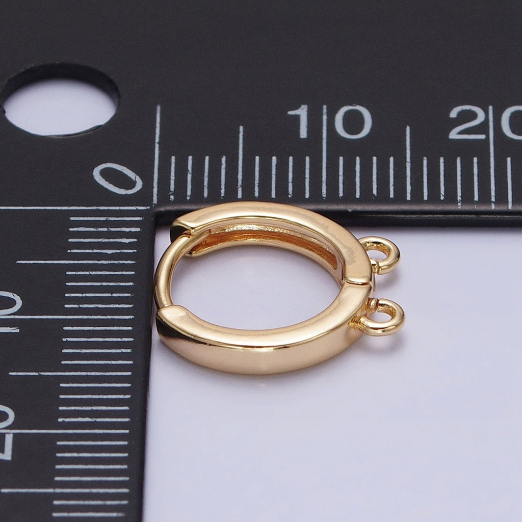 16K Gold plated 13.5mm Thin Double Open Loop Huggie Earrings Supply in Gold & Silver | Z-225 Z-226 - DLUXCA