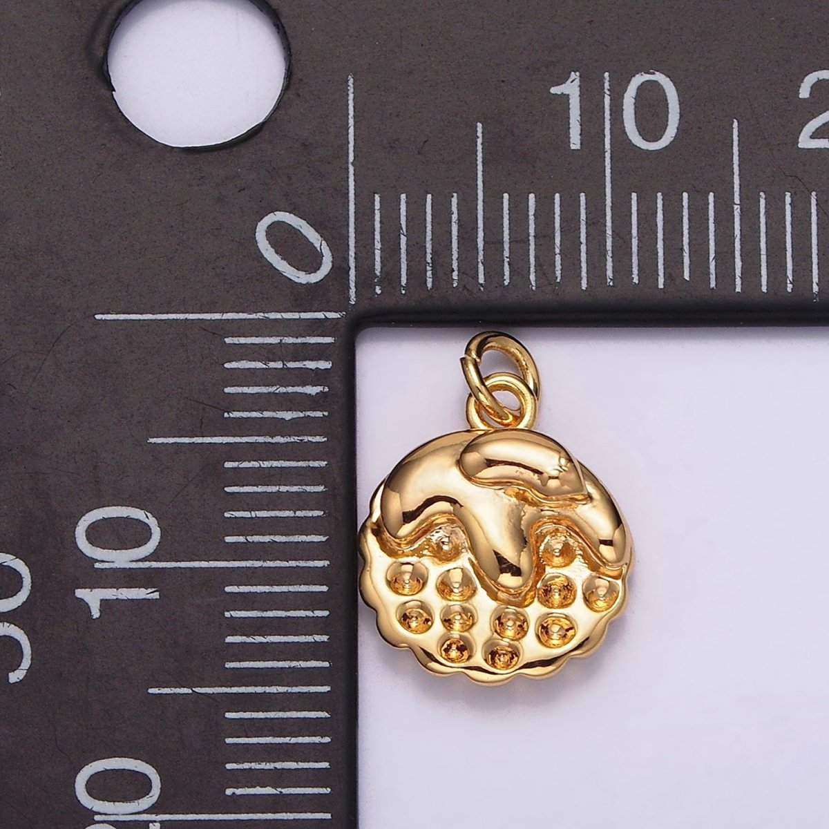 16K Gold plated 14mm Beaded Molten Drip Round Charm | AG107 - DLUXCA