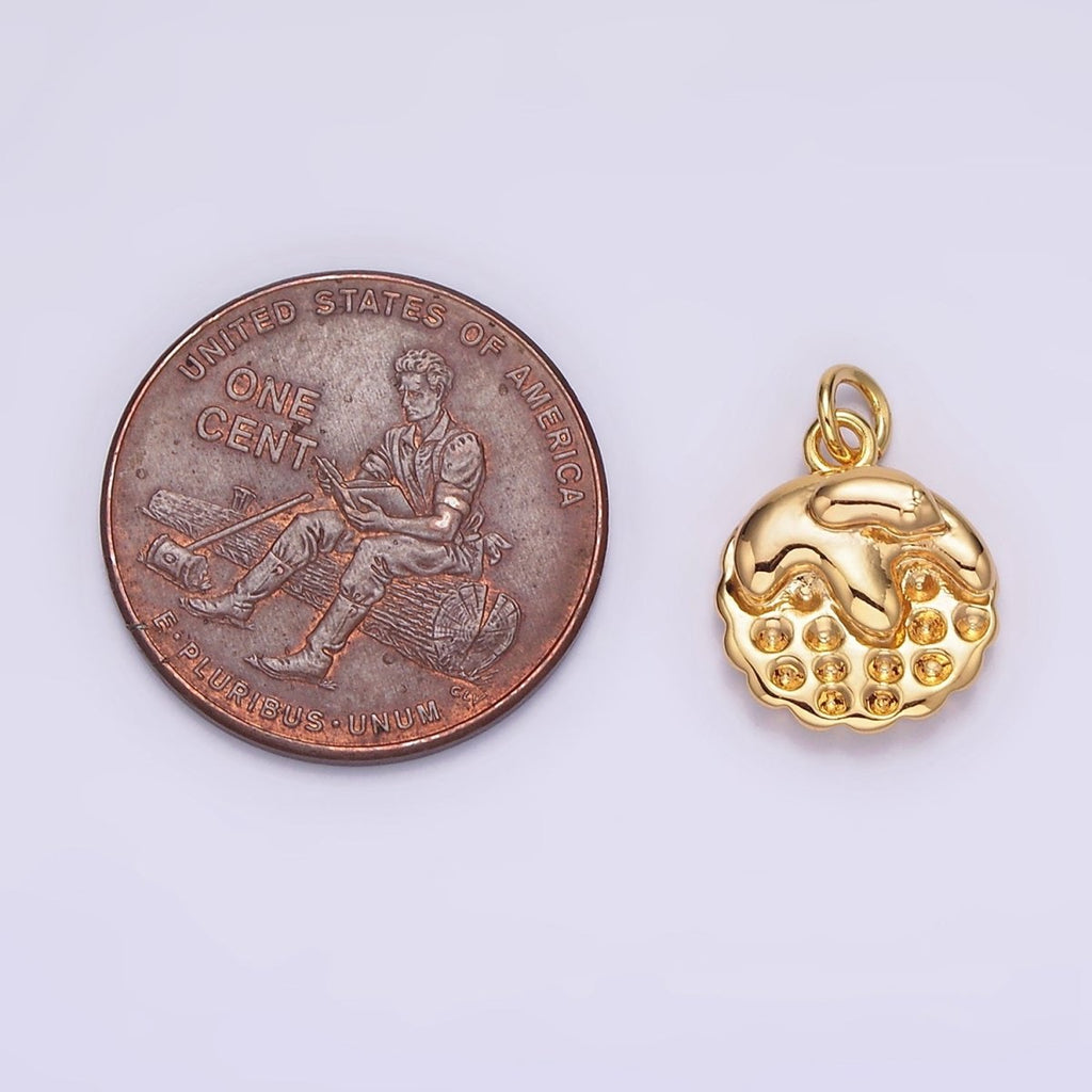 16K Gold plated 14mm Beaded Molten Drip Round Charm | AG107 - DLUXCA