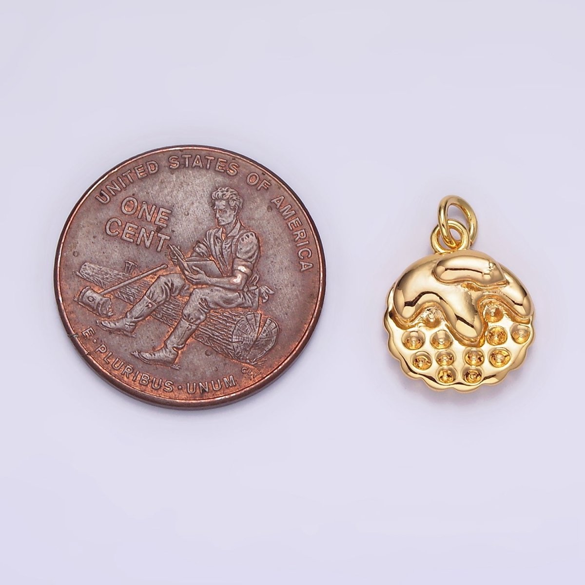 16K Gold plated 14mm Beaded Molten Drip Round Charm | AG107 - DLUXCA