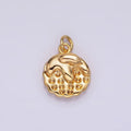 16K Gold plated 14mm Beaded Molten Drip Round Charm | AG107 - DLUXCA