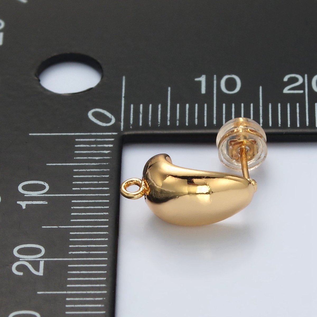 16K Gold plated 15mm Dome J-Shaped Hoop Open Loop Earrings Findings in Gold & Silver | Z827 Z828