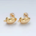 16K Gold plated 15mm Dome J-Shaped Hoop Open Loop Earrings Findings in Gold & Silver | Z827 Z828