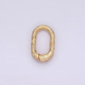 16K Gold plated 15mm Line-Textured Oblong Push Spring Gate Jewelry Findings Supply | Z-522 - DLUXCA