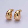 16K Gold plated 16.5mm Wide Curved Dome C-Shaped Hoop Earrings | AE-895 - DLUXCA