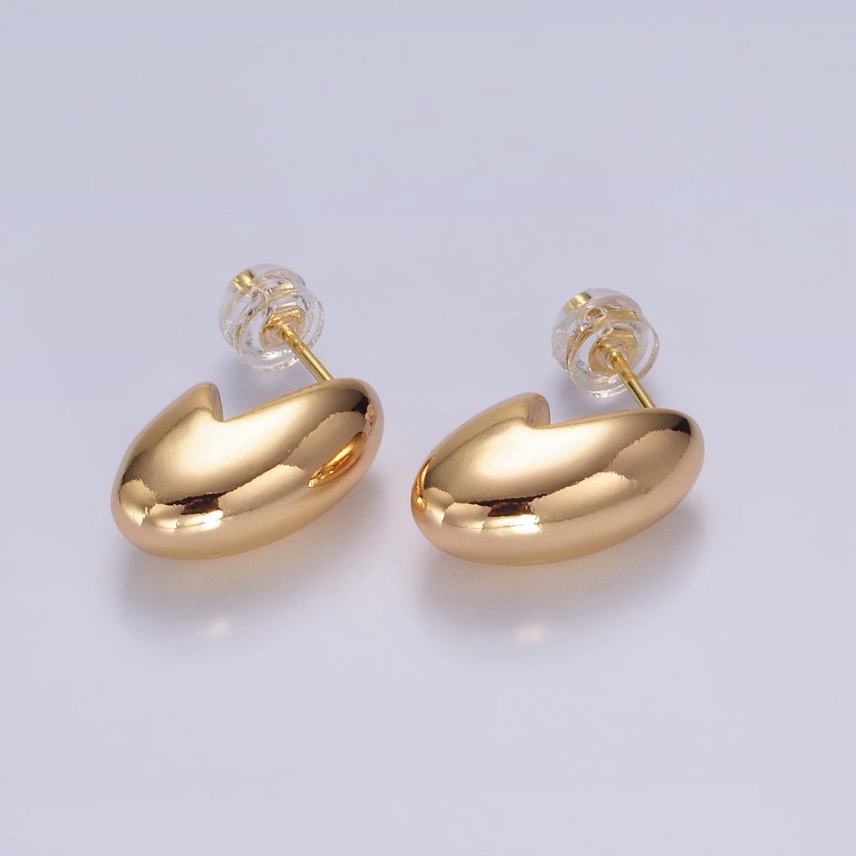 16K Gold plated 16mm Chubby J-Shaped Cartilage Hoop Earrings | AE893 - DLUXCA
