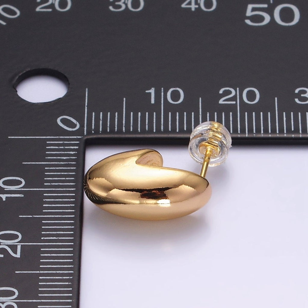 16K Gold plated 16mm Chubby J-Shaped Cartilage Hoop Earrings | AE893 - DLUXCA