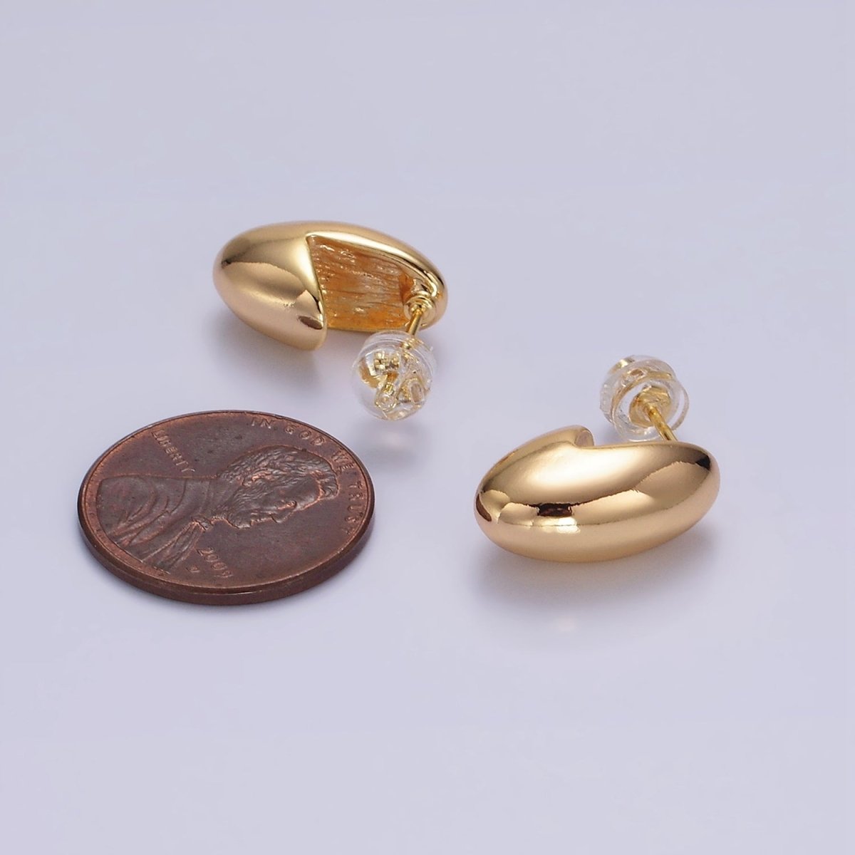 16K Gold plated 16mm Chubby J-Shaped Cartilage Hoop Earrings | AE893 - DLUXCA