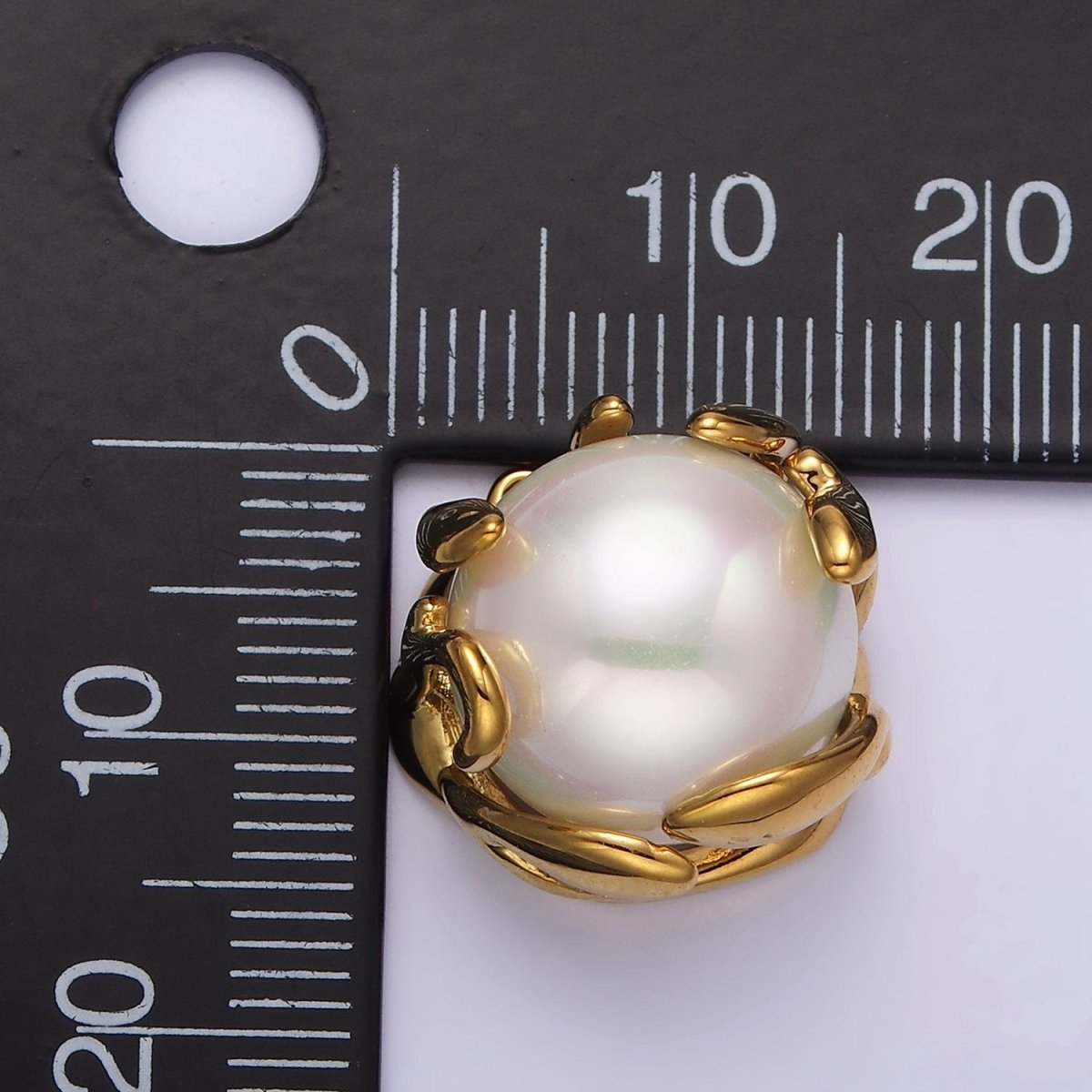16K Gold plated 16mm White Shell Pearl Molten Drip Connector in Gold & Silver | G785