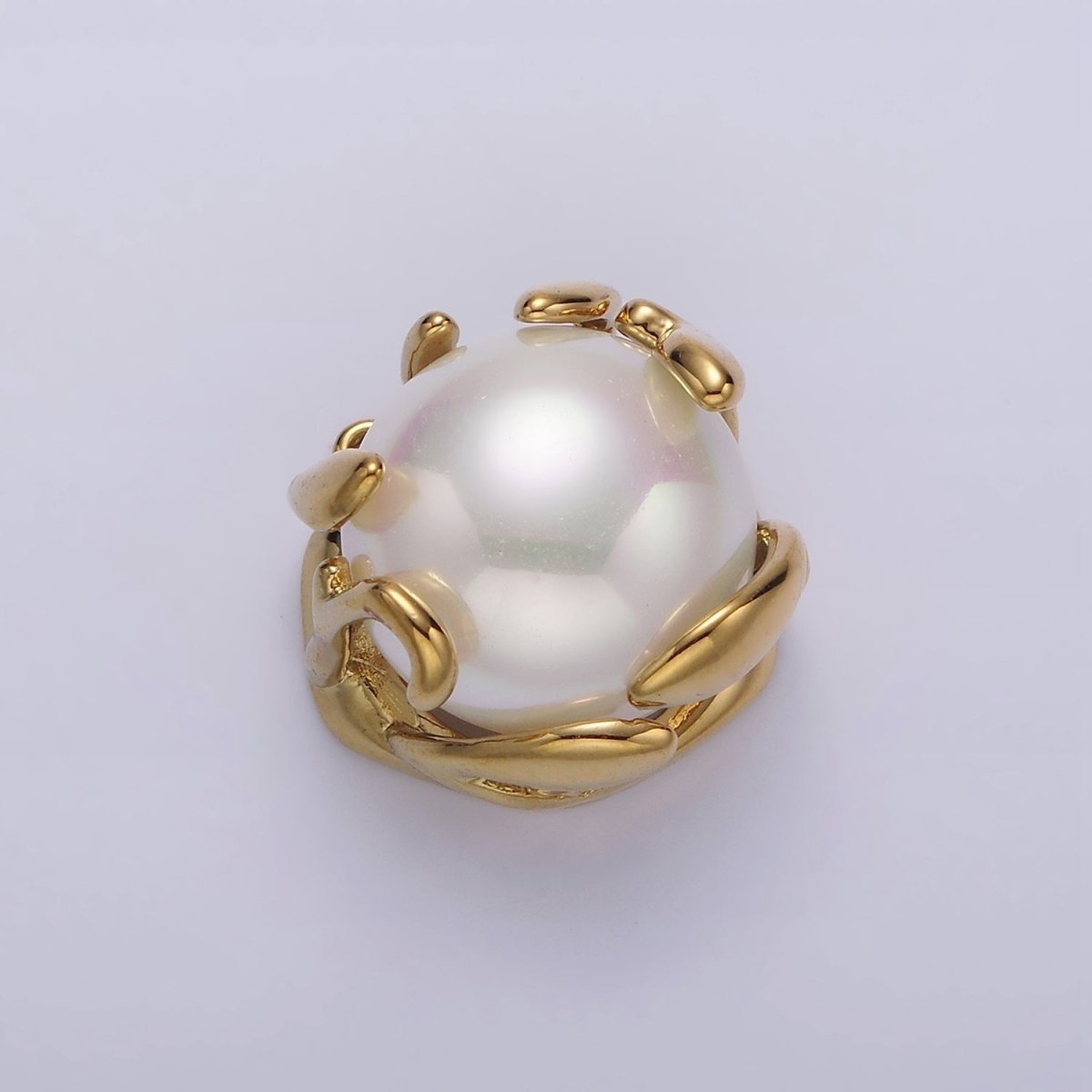 16K Gold plated 16mm White Shell Pearl Molten Drip Connector in Gold & Silver | G785