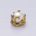 16K Gold plated 16mm White Shell Pearl Molten Drip Connector in Gold & Silver | G785
