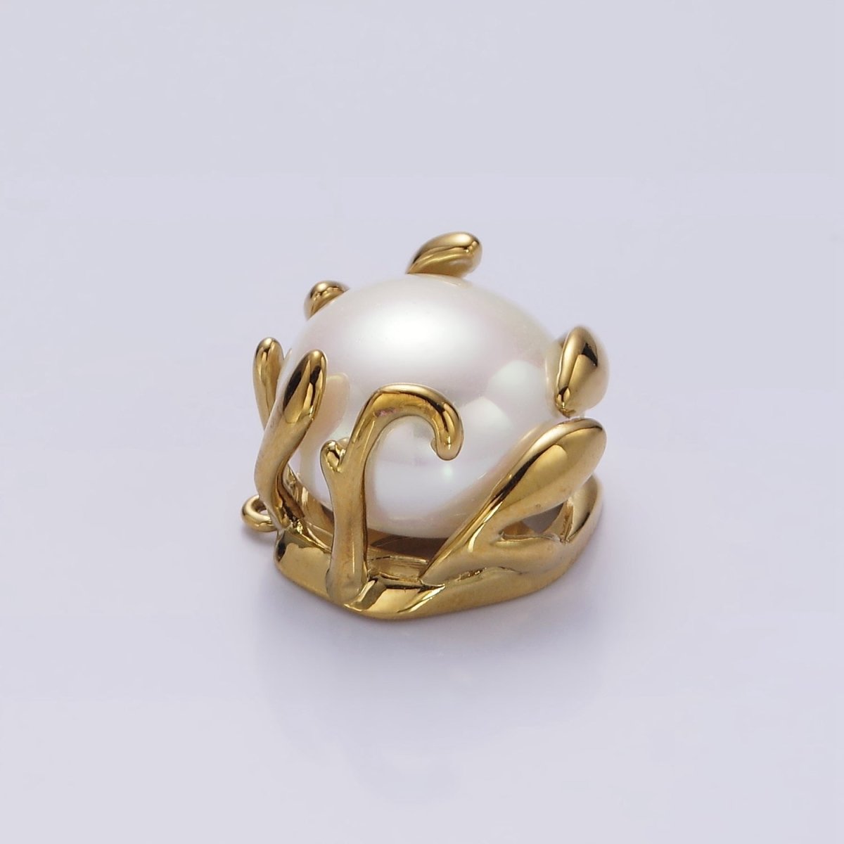 16K Gold plated 16mm White Shell Pearl Molten Drip Connector in Gold & Silver | G785