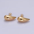 16K Gold plated 17.5mm Teardrop Dome Minimalist Stud Earrings | AE892 - DLUXCA