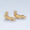 16K Gold plated 18mm Molten Drip Bar Open Loop Stud Earrings Findings in Gold & Silver | Z842 Z843