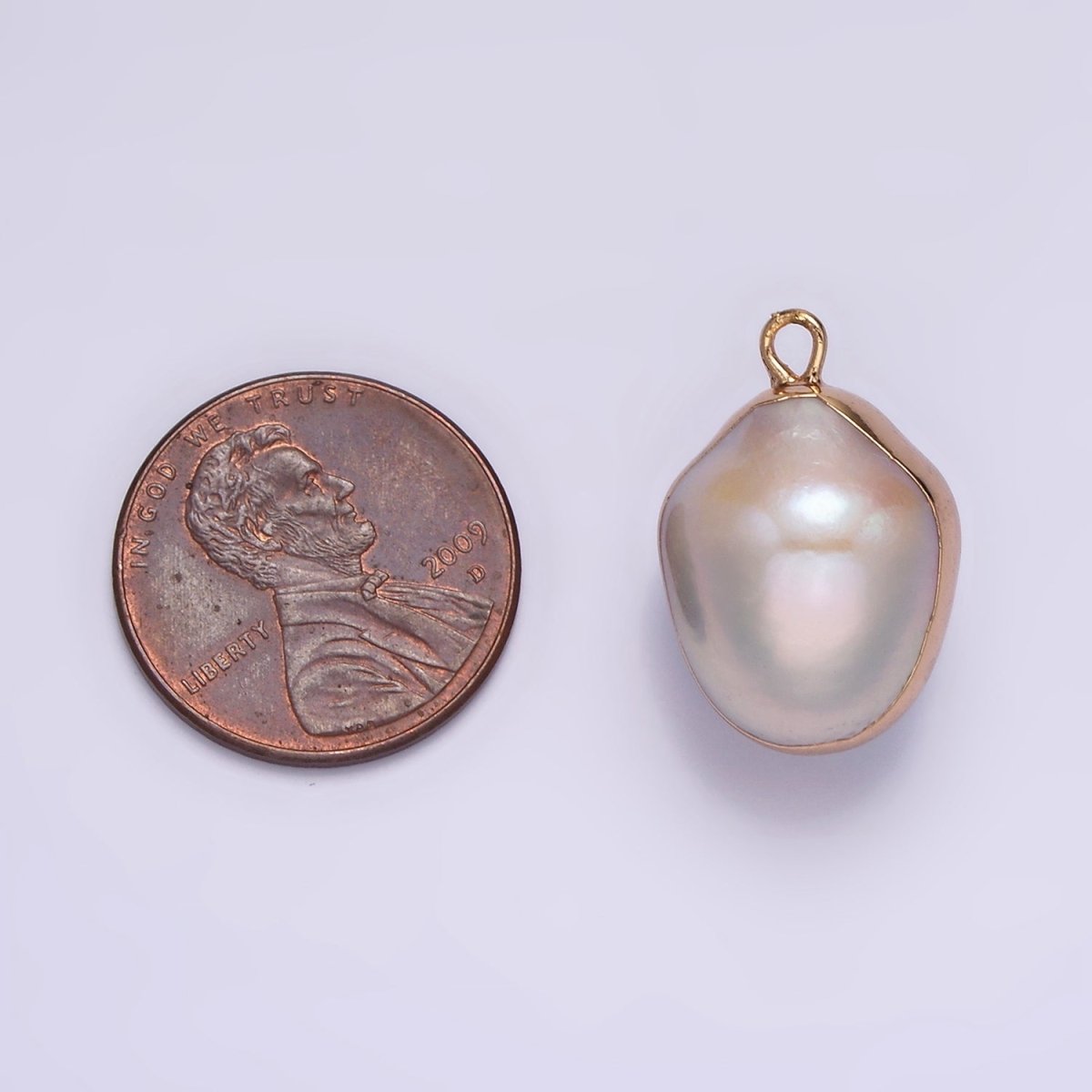 16K Gold plated 19.5mm Cream Freshwater Pearl Abstract Dipped Charm | P1616 - DLUXCA