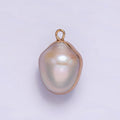 16K Gold plated 19.5mm Cream Freshwater Pearl Abstract Dipped Charm | P1616 - DLUXCA