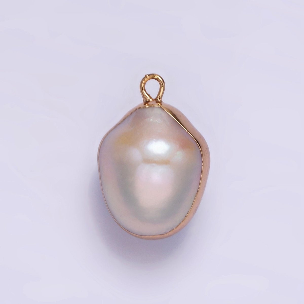 16K Gold plated 19.5mm Cream Freshwater Pearl Abstract Dipped Charm | P1616 - DLUXCA